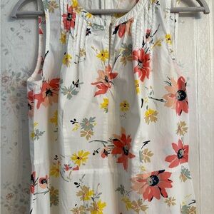 GAP Floral Sleeveless Blouse - White with Pink and Yellow Accents
